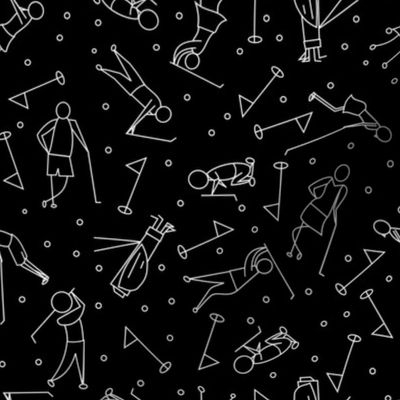 stick figure golf scatter black and white