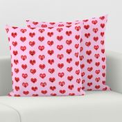 valentines day emoji love fabric - cute emoji kiss, emoji love, heart eyes fabric, cute emojis design - valentines love - pastel pink and red