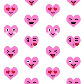 valentines day emoji love fabric - cute emoji kiss, emoji love, heart eyes fabric, cute emojis design - valentines love - bubblegum pink
