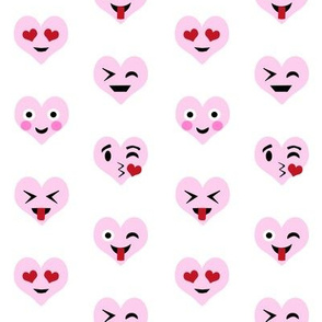 valentines day emoji love fabric - cute emoji kiss, emoji love, heart eyes fabric, cute emojis design - valentines love - pink