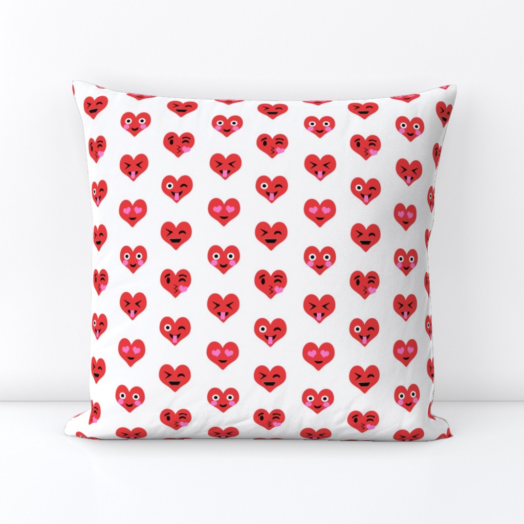 valentines day emoji love fabric - cute emoji kiss, emoji love, heart eyes fabric, cute emojis design - valentines love -red