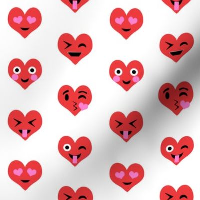 valentines day emoji love fabric - cute emoji kiss, emoji love, heart eyes fabric, cute emojis design - valentines love -red