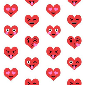 valentines day emoji love fabric - cute emoji kiss, emoji love, heart eyes fabric, cute emojis design - valentines love -red