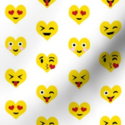 valentines day emoji love fabric - cute emoji kiss, emoji love, heart eyes fabric, cute emojis design - valentines love - white