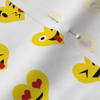 valentines day emoji love fabric - cute emoji kiss, emoji love, heart eyes fabric, cute emojis design - valentines love - white