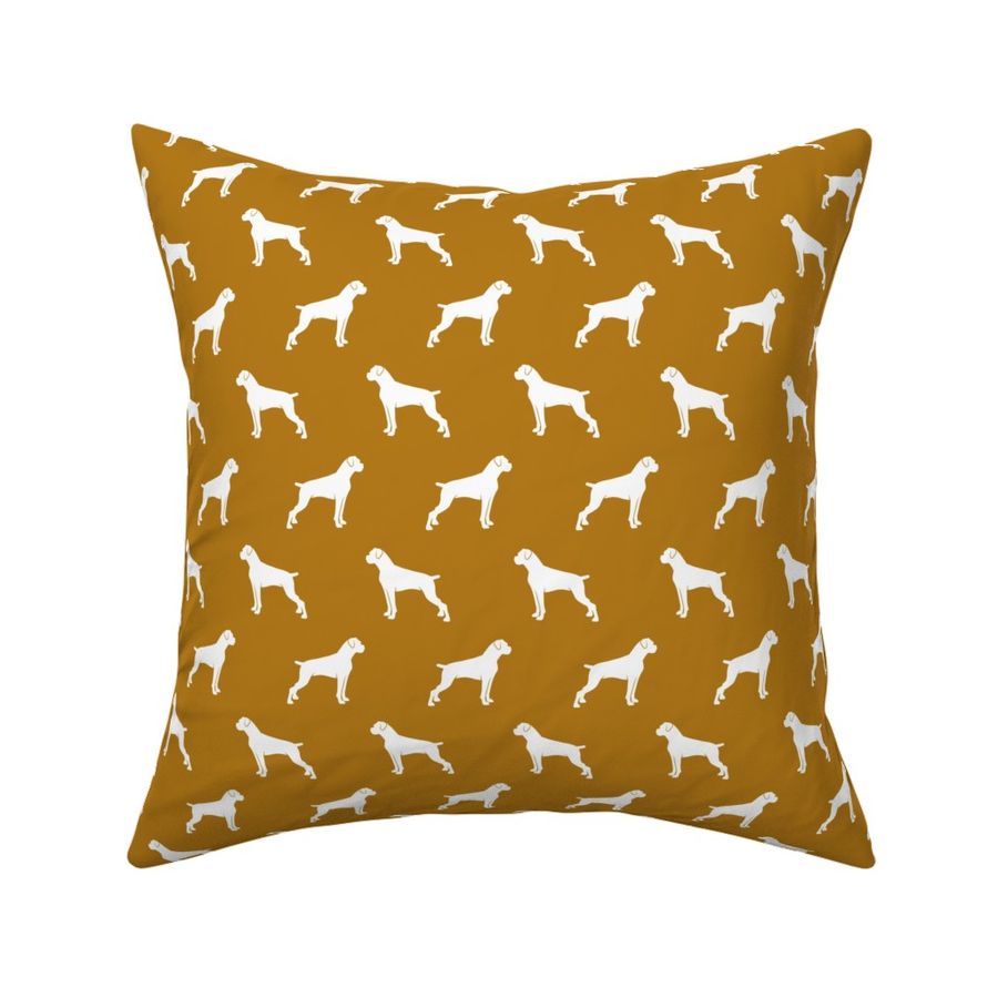 boxer dogs on dark mustard - docked tails