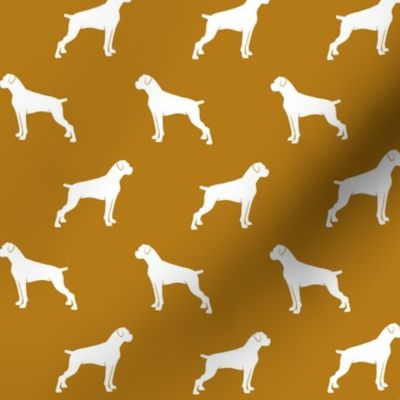 boxer dogs on dark mustard - docked tails
