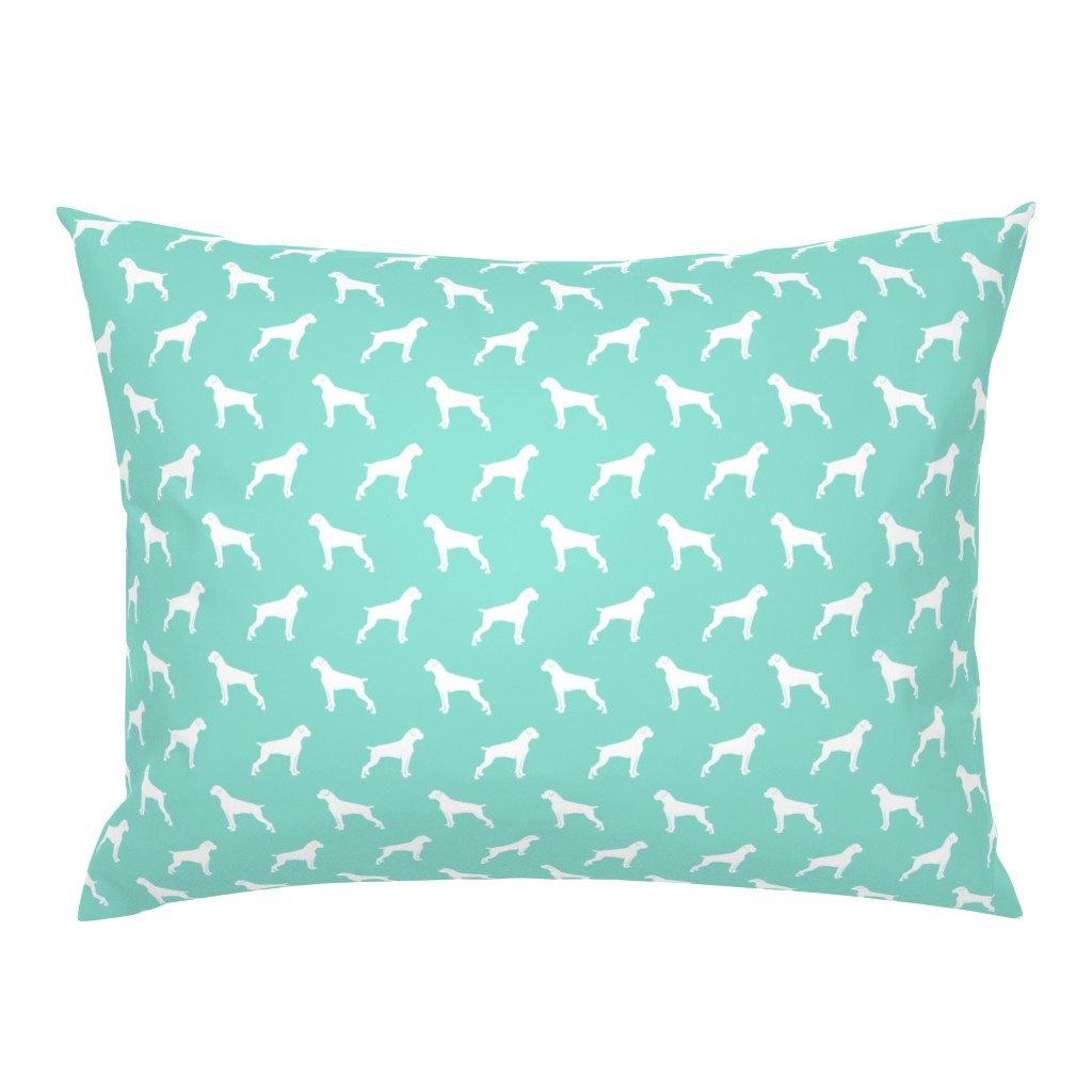 boxer dogs on teal - docked tails