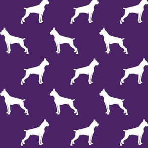 Boxer Dogs on dark purple - cropped ears & docked tail
