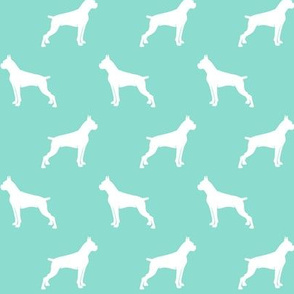 Boxer Dogs on teal - cropped ears & docked tail