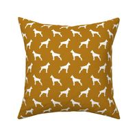 Boxer Dogs on dark mustard - cropped ears & docked tail