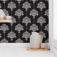 Classic Damask silver black Wallpaper