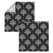 Classic Damask silver black Wallpaper