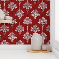 Classic Damask silver red Wallpaper