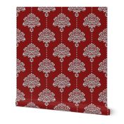 Classic Damask silver red Wallpaper