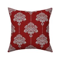 Classic Damask silver red Wallpaper