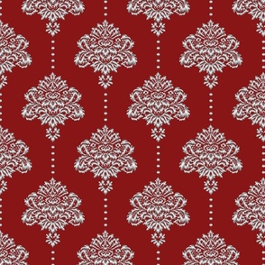 Classic Damask silver red Wallpaper