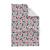 Mustache and Hearts - grey - Valentine's Day