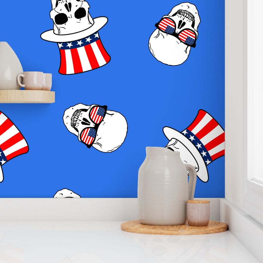 patriotic skulls blue