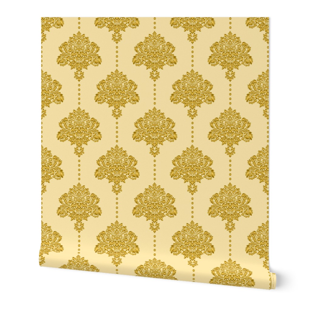 Gold damask textured yellow Wallpaper