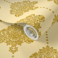 Gold damask textured yellow Wallpaper