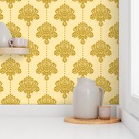Gold damask textured yellow Wallpaper