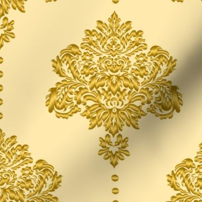 Gold damask textured yellow Wallpaper