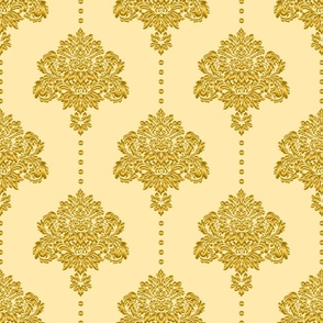 Gold damask textured yellow Wallpaper