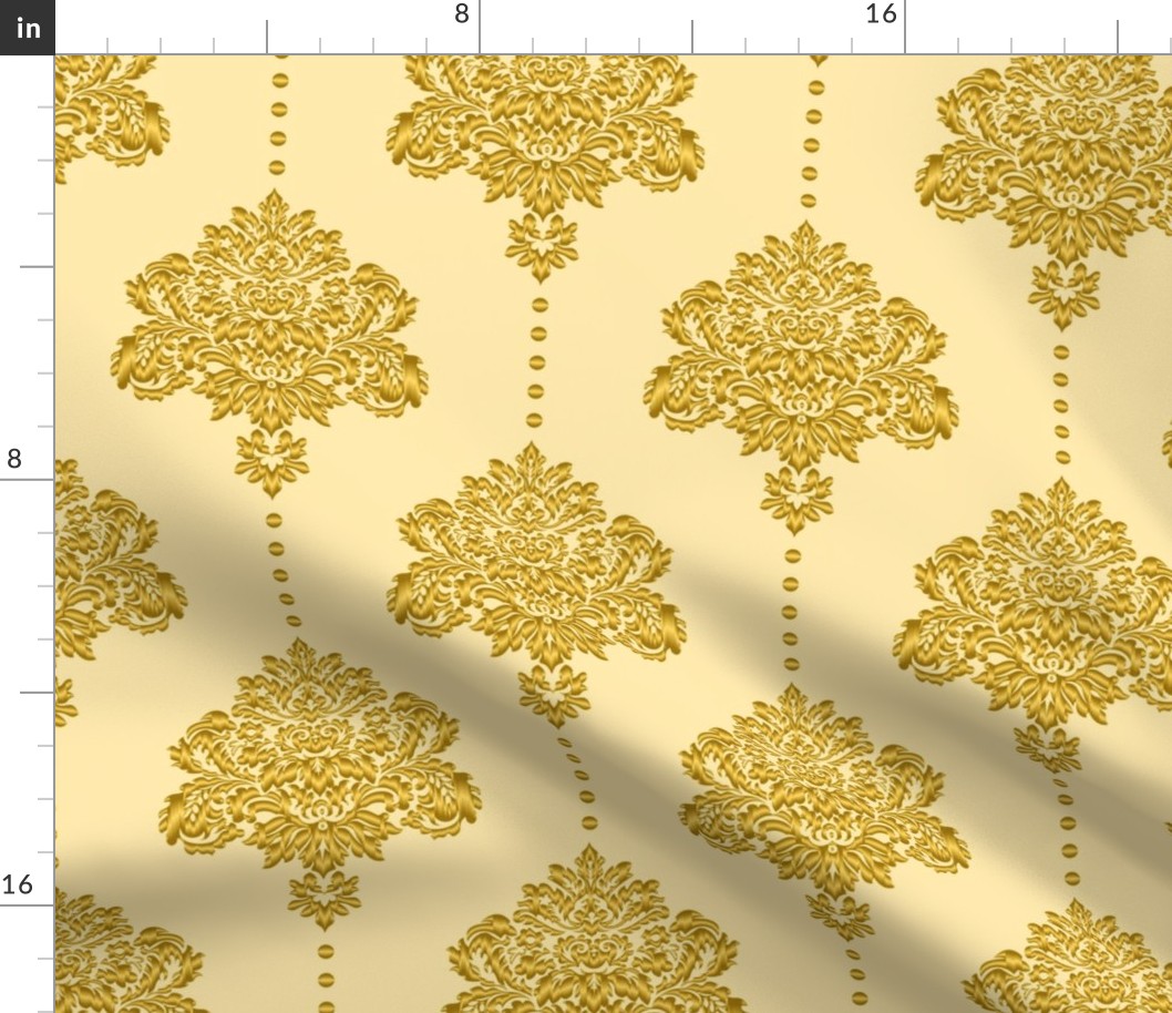 Gold damask textured yellow Wallpaper