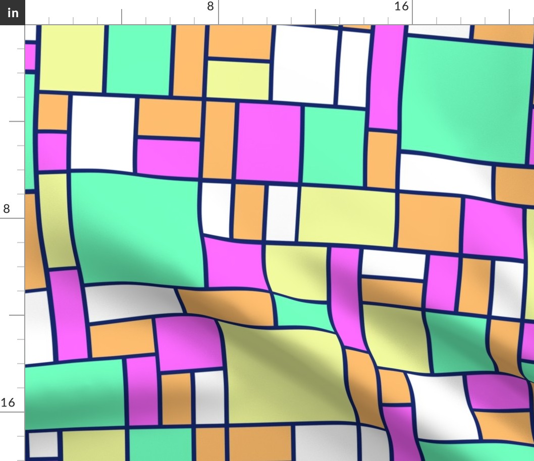 Hawaiian Mondrian - navy lines