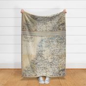Netherlands map, vintage, XL (for 1.5 yards of 54" wide fabric)