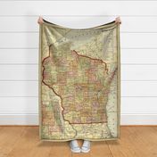 Wisconsin map, vintage, XL