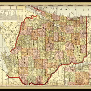 Wisconsin map, vintage, large