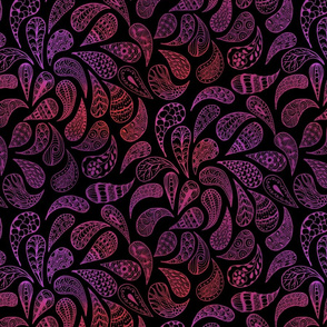 Zen Paisley red and purple on black