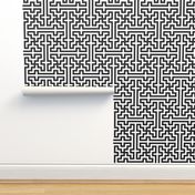 Oriental geometric Sayagata black white asian Wallpaper