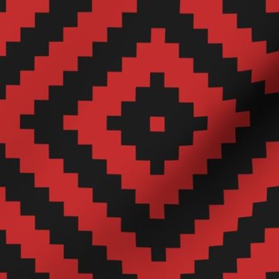 Large Aztec diamonds black true red Wallpaper