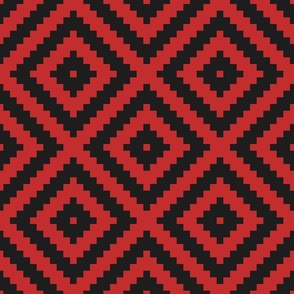 Large Aztec diamonds black true red Wallpaper