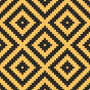 Large Aztec diamonds black mustard yellow Wallpaper