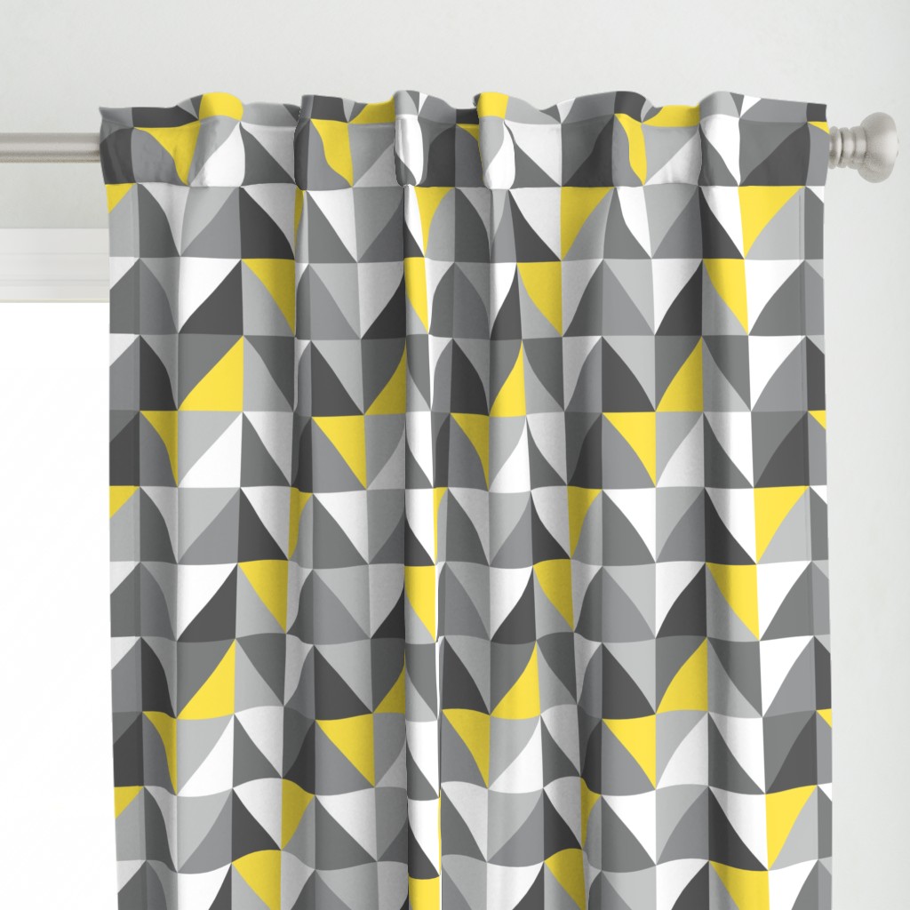 Retro triangles Yellow Grey Wallpaper