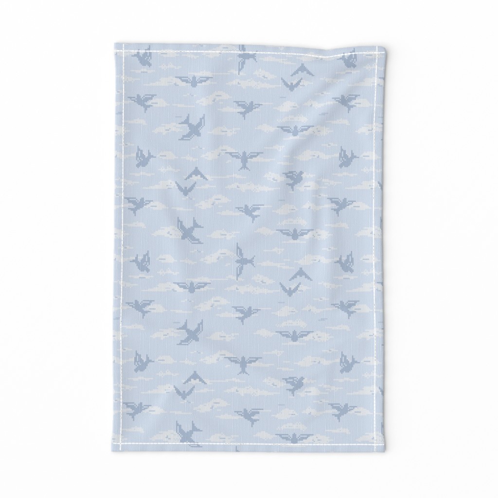 Summer Flight Sky: Chambray Blue Flying Birds