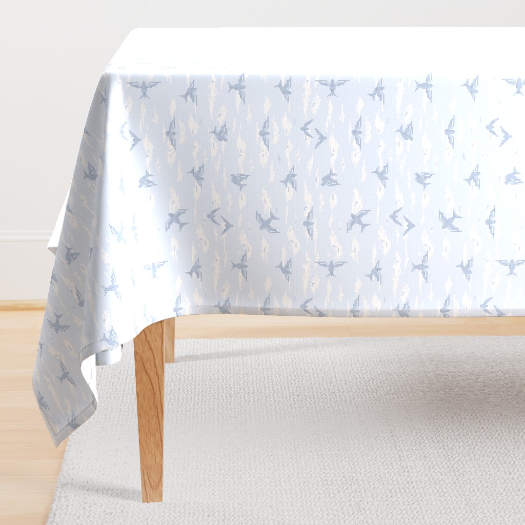 Summer Flight Sky: Chambray Blue Flying Birds