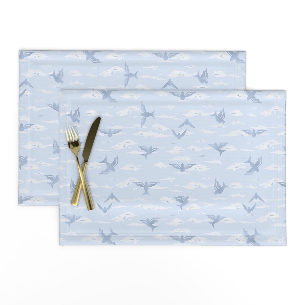 Summer Flight Sky: Chambray Blue Flying Birds