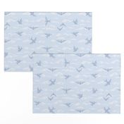 Summer Flight Sky: Chambray Blue Flying Birds