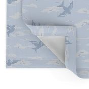 Summer Flight Sky: Chambray Blue Flying Birds