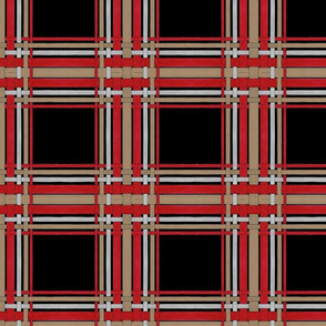 20 X 20 Red Gold Mini plaid on black