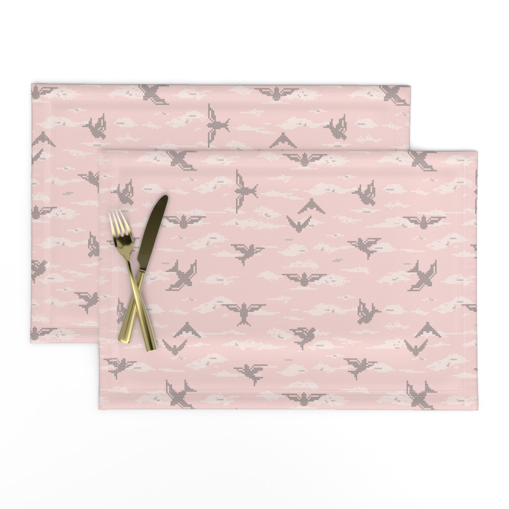 Summer Flight Sunset: Rose Gold & Gray Flying Birds