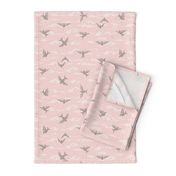 Summer Flight Sunset: Rose Gold & Gray Flying Birds