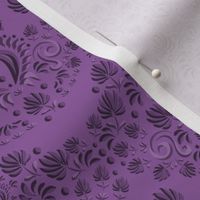 Modern Damask, Deep Purple Floral Swirls, Inspired by Clover Flower Meadow