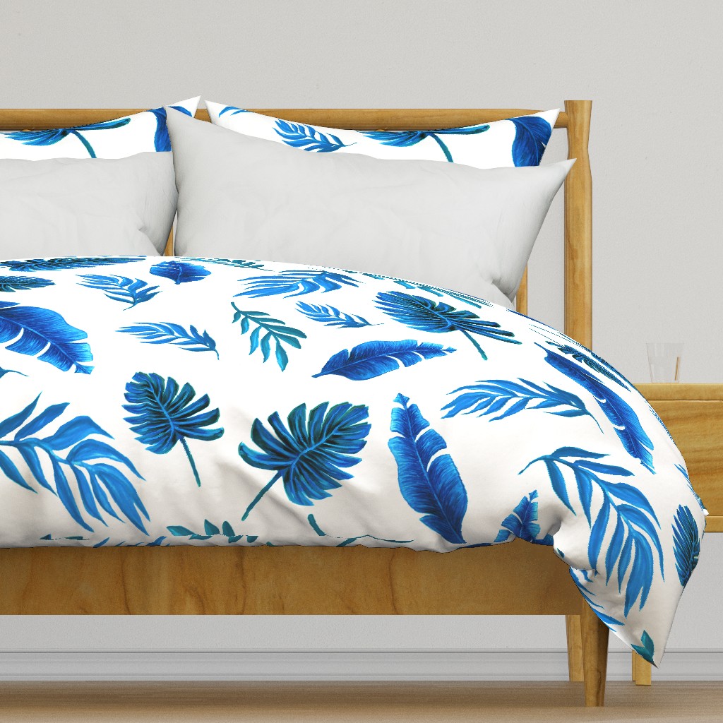 Blue palm watercolor wallpaper //  tropical blue palm