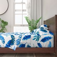 Blue palm watercolor wallpaper //  tropical blue palm